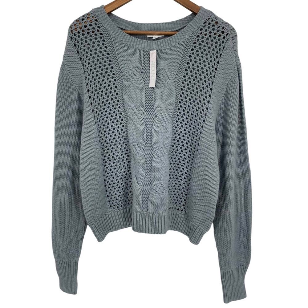 ABOUND NWT Cable Knit Crew Neck Cropped Boxy Pullover Sweater Size XXL